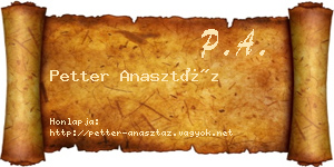 Petter Anasztáz névjegykártya